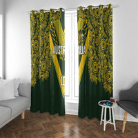 Australia Rugby Custom Window Curtain Aboriginal Art Sporty Style LT03 With Grommets Green - Polynesian Pride