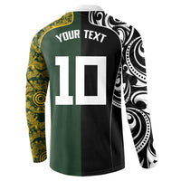 Aotearoa Australia Rugby Custom Button Sweatshirt Maori and Aboriginal Art Sporty Style LT03 - Polynesian Pride