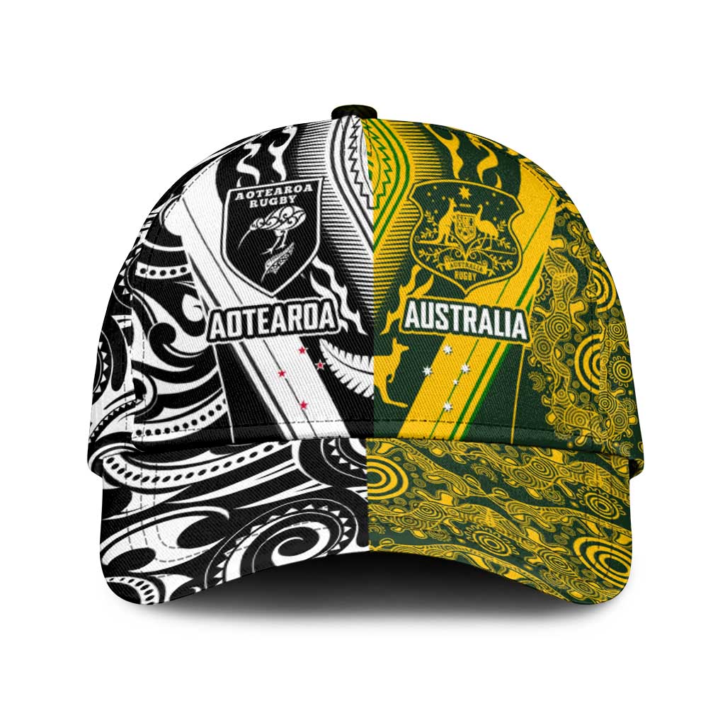 Aotearoa Australia Rugby Classic Cap Maori and Aboriginal Art Sporty Style LT03 Universal Fit Green - Polynesian Pride