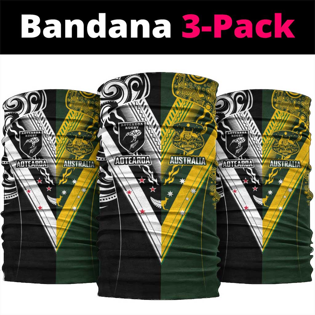 Aotearoa Australia Rugby Neck Gaiter Maori and Aboriginal Art Sporty Style LT03 package One Size: 25*50cm Green - Polynesian Pride