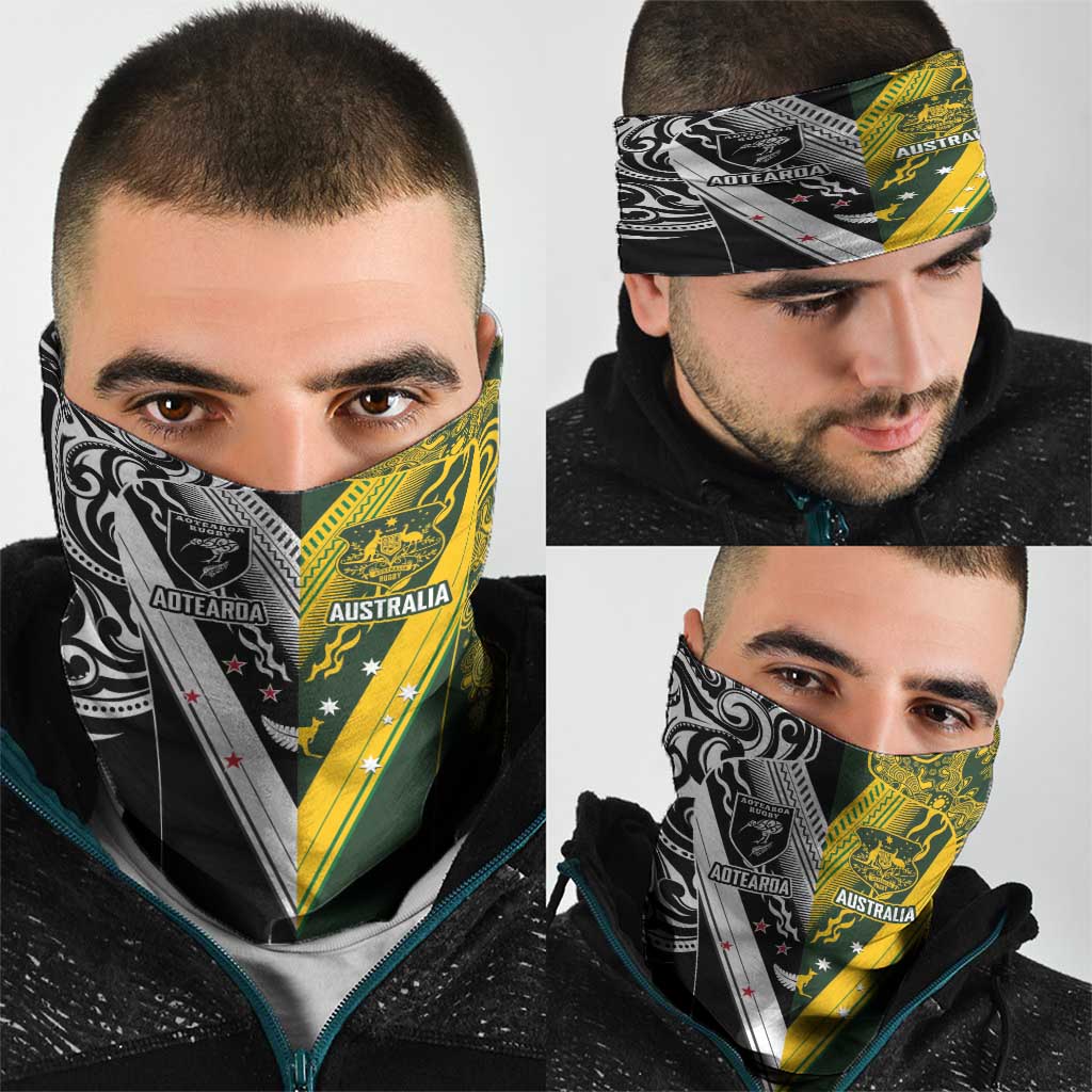 Aotearoa Australia Rugby Neck Gaiter Maori and Aboriginal Art Sporty Style LT03 - Polynesian Pride