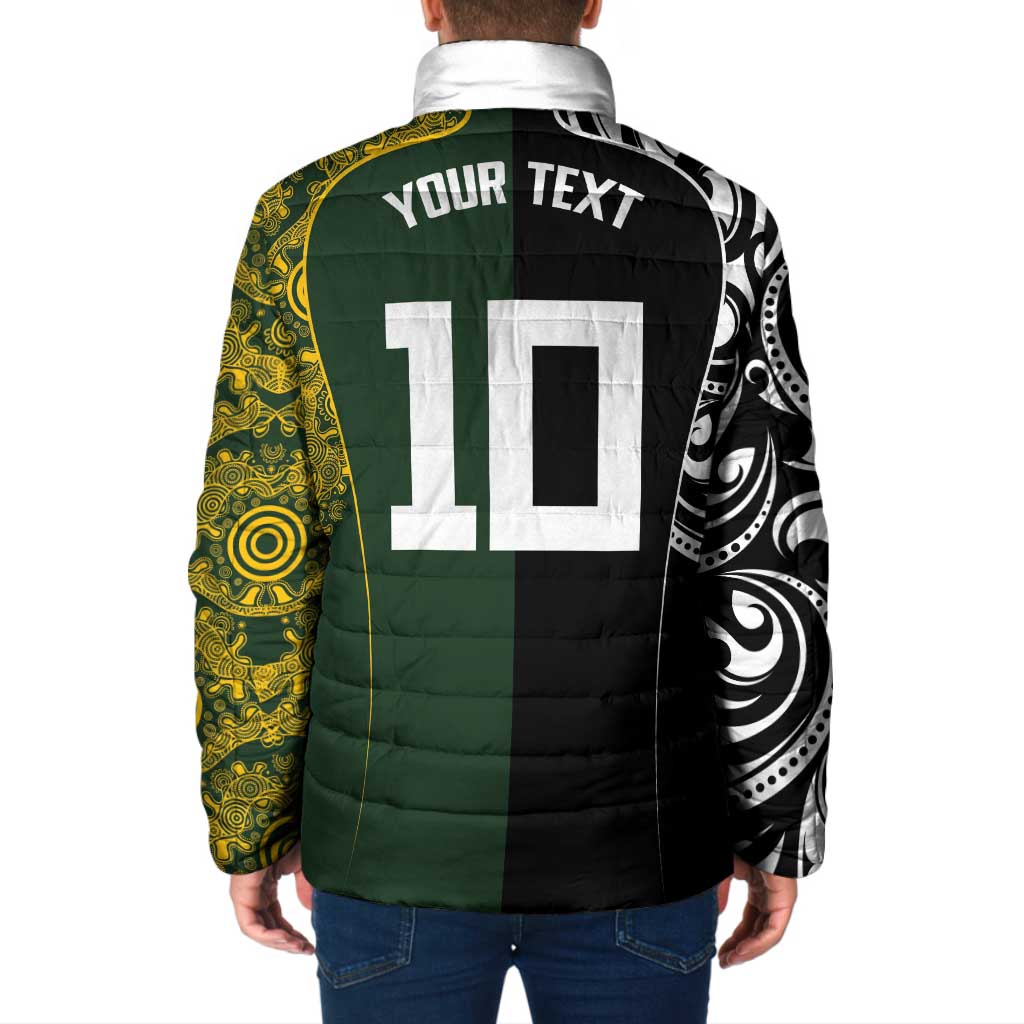 Aotearoa Australia Rugby Custom Padded Jacket Maori and Aboriginal Art Sporty Style LT03 - Polynesian Pride