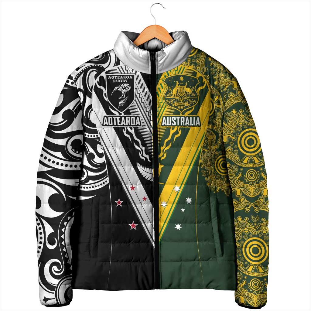 Aotearoa Australia Rugby Custom Padded Jacket Maori and Aboriginal Art Sporty Style LT03 - Polynesian Pride