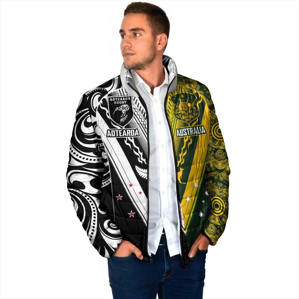 Aotearoa Australia Rugby Custom Padded Jacket Maori and Aboriginal Art Sporty Style LT03 - Polynesian Pride