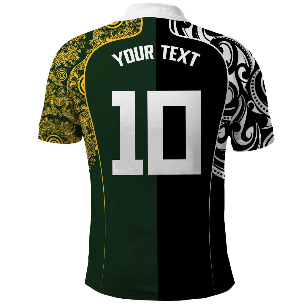 Aotearoa Australia Rugby Custom Polo Shirt Maori and Aboriginal Art Sporty Style LT03 - Polynesian Pride