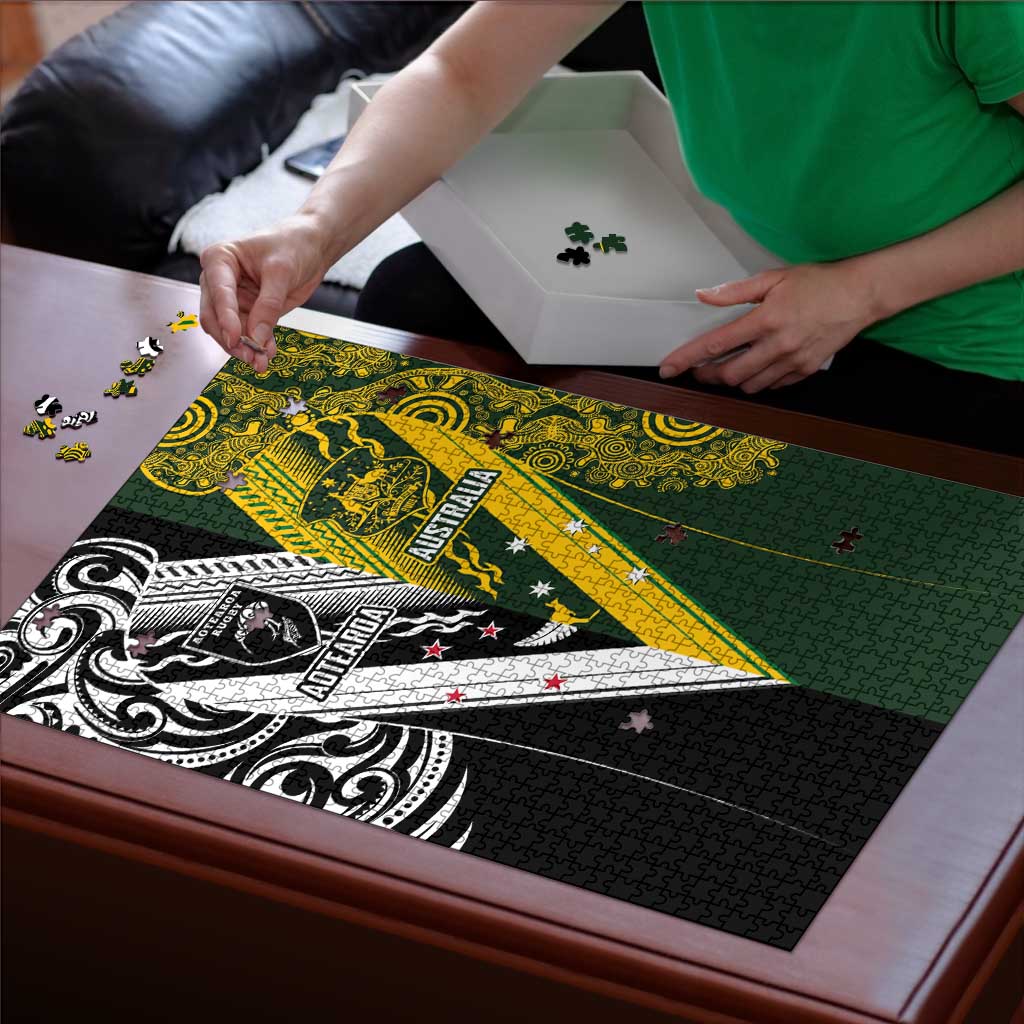 Aotearoa Australia Rugby Puzzle Maori and Aboriginal Art Sporty Style LT03 - Polynesian Pride