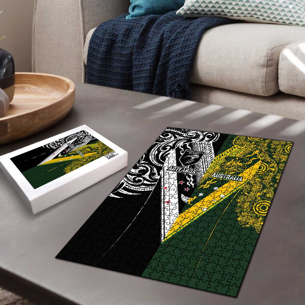 Aotearoa Australia Rugby Puzzle Maori and Aboriginal Art Sporty Style LT03 - Polynesian Pride