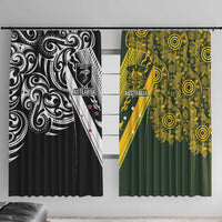 Aotearoa Australia Rugby Window Curtain Maori and Aboriginal Art Sporty Style LT03 With Hooks Green - Polynesian Pride