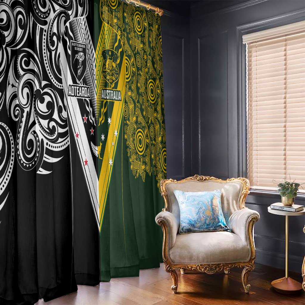 Aotearoa Australia Rugby Window Curtain Maori and Aboriginal Art Sporty Style LT03 - Polynesian Pride