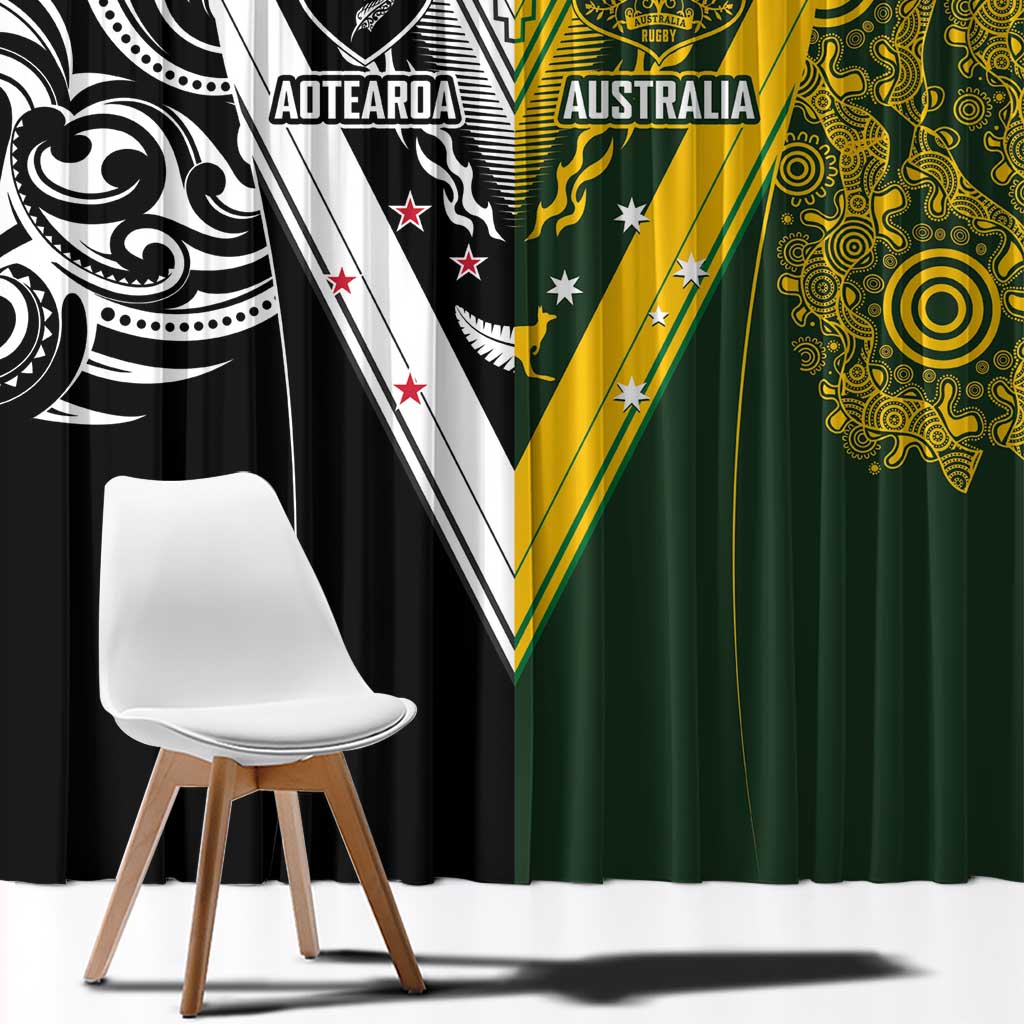 Aotearoa Australia Rugby Window Curtain Maori and Aboriginal Art Sporty Style LT03 - Polynesian Pride
