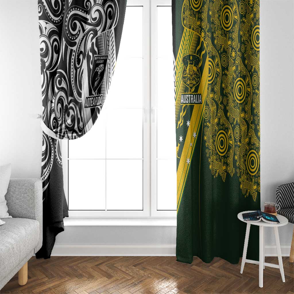 Aotearoa Australia Rugby Window Curtain Maori and Aboriginal Art Sporty Style LT03 - Polynesian Pride