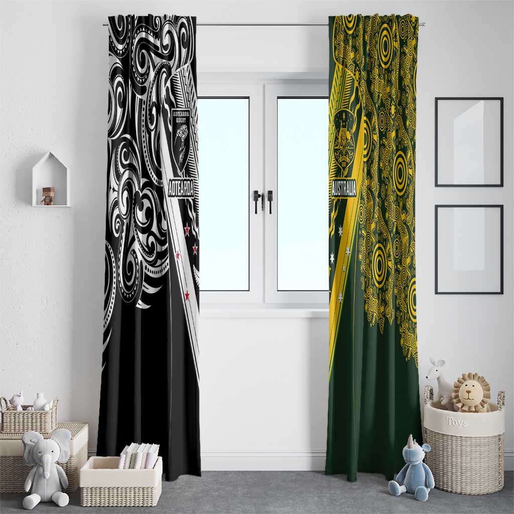 Aotearoa Australia Rugby Window Curtain Maori and Aboriginal Art Sporty Style LT03 - Polynesian Pride
