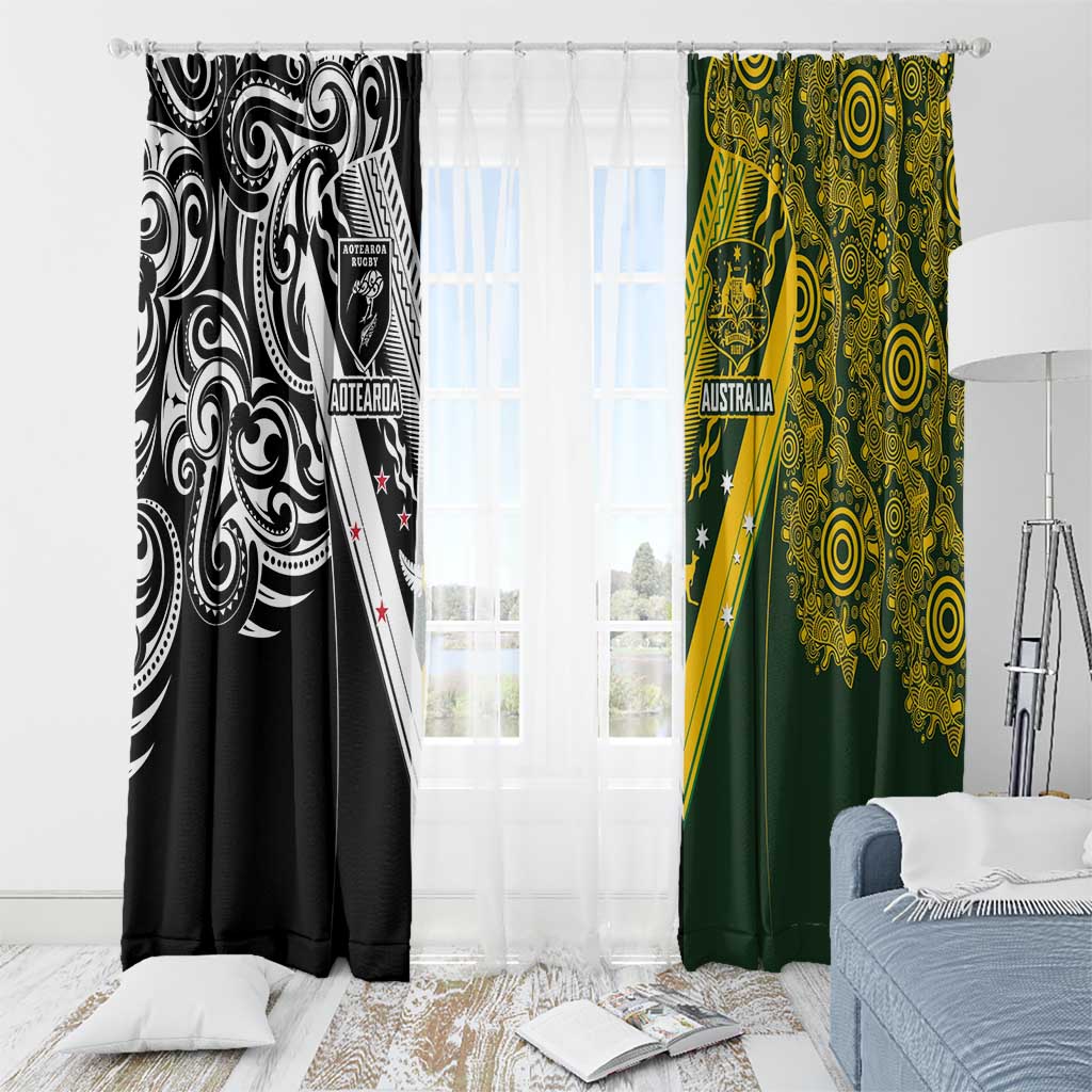 Aotearoa Australia Rugby Window Curtain Maori and Aboriginal Art Sporty Style LT03 - Polynesian Pride