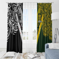Aotearoa Australia Rugby Window Curtain Maori and Aboriginal Art Sporty Style LT03 - Polynesian Pride