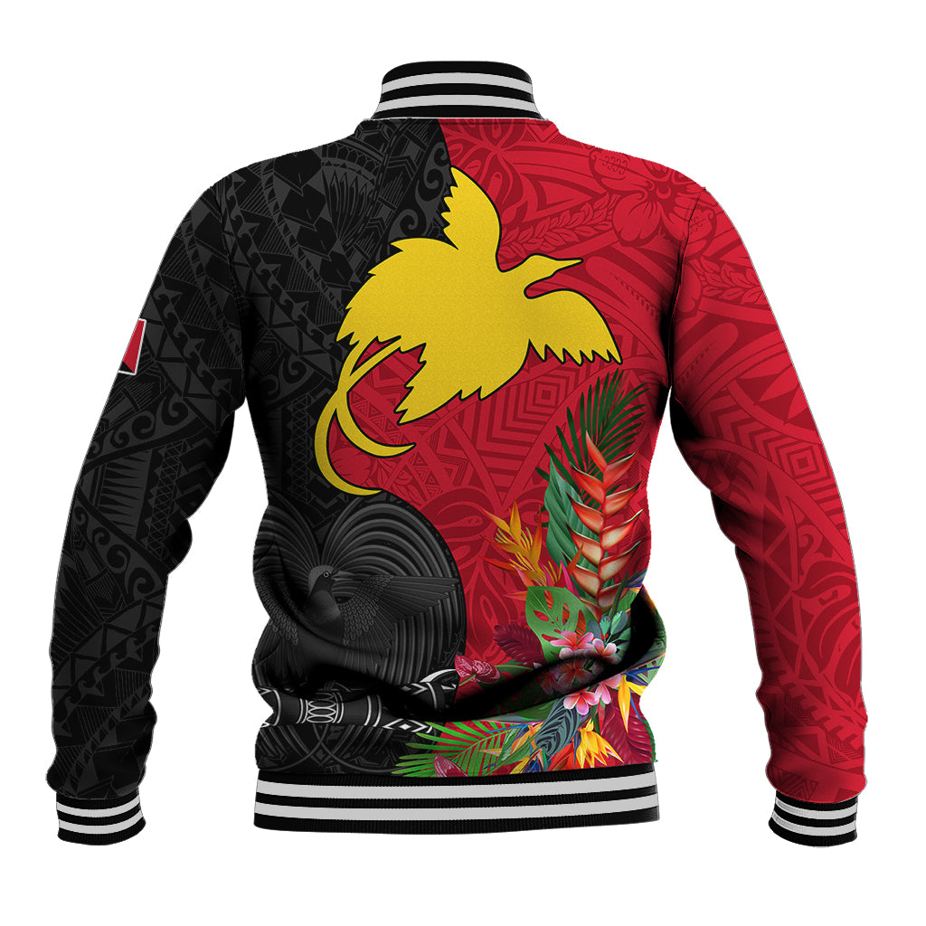 Papua New Guinea Baseball Jacket Birds Of Paradise Mix Tropical Flower Polynesian Pattern LT03 - Polynesian Pride