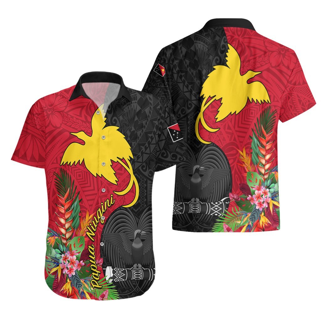 Papua New Guinea Hawaiian Shirt Birds Of Paradise Mix Tropical Flower Polynesian Pattern LT03 - Polynesian Pride