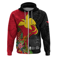 Papua New Guinea Hoodie Birds Of Paradise Mix Tropical Flower Polynesian Pattern LT03 - Polynesian Pride