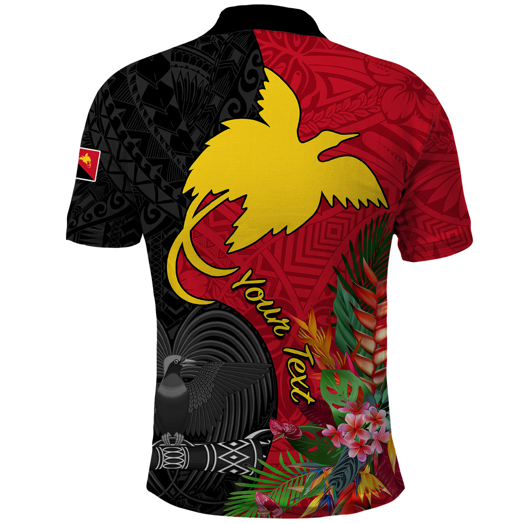 Custom Papua New Guinea Polo Shirt Birds Of Paradise Mix Tropical Flower Polynesian Pattern LT03 - Polynesian Pride