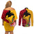 Custom Papua New Guinea Couples Matching Off Shoulder Short Dress and Long Sleeve Button Shirts Birds Of Paradise Mix Tropical Flower Polynesian Pattern LT03 - Polynesian Pride