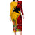 Custom Papua New Guinea Long Sleeve Bodycon Dress Birds Of Paradise Mix Tropical Flower Polynesian Pattern LT03 Long Dress Yellow - Polynesian Pride