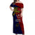 Papua New Guinea Central Province Off Shoulder Maxi Dress PNG Birds Of Paradise Polynesian Arty Style LT03 Women Red - Polynesian Pride