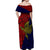 Papua New Guinea Central Province Off Shoulder Maxi Dress PNG Birds Of Paradise Polynesian Arty Style LT03 - Polynesian Pride