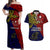 Custom Papua New Guinea Central Province Couples Matching Off Shoulder Maxi Dress and Hawaiian Shirt PNG Birds Of Paradise Polynesian Arty Style LT03 Red - Polynesian Pride