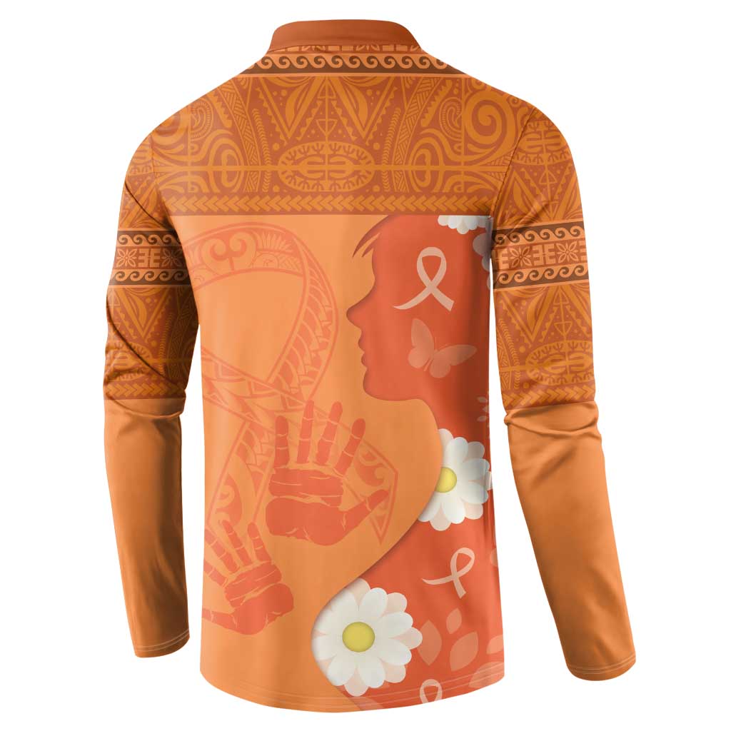 International Day for the Elimination of Violence Against Women Button Sweatshirt Polynesian Pattern LT03 - Polynesian Pride