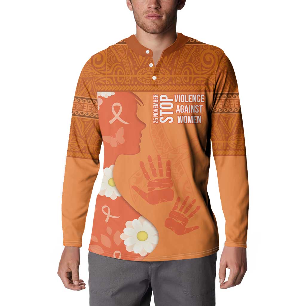 International Day for the Elimination of Violence Against Women Button Sweatshirt Polynesian Pattern LT03 - Polynesian Pride