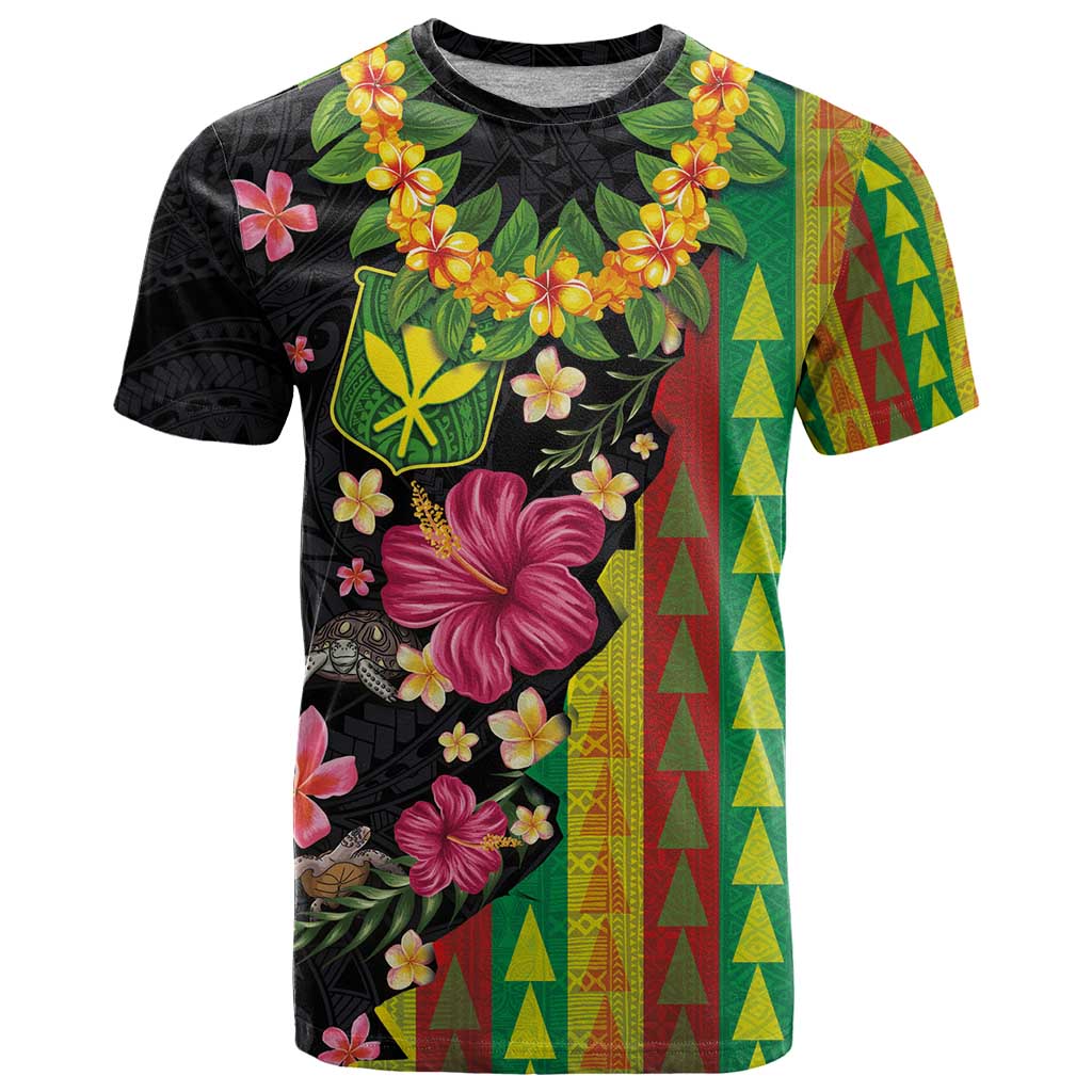 Hawaiian Independence Day T Shirt Kanaka Maoli Symbols With Tapa Motifs and Tropical Plants LT03 Black - Polynesian Pride
