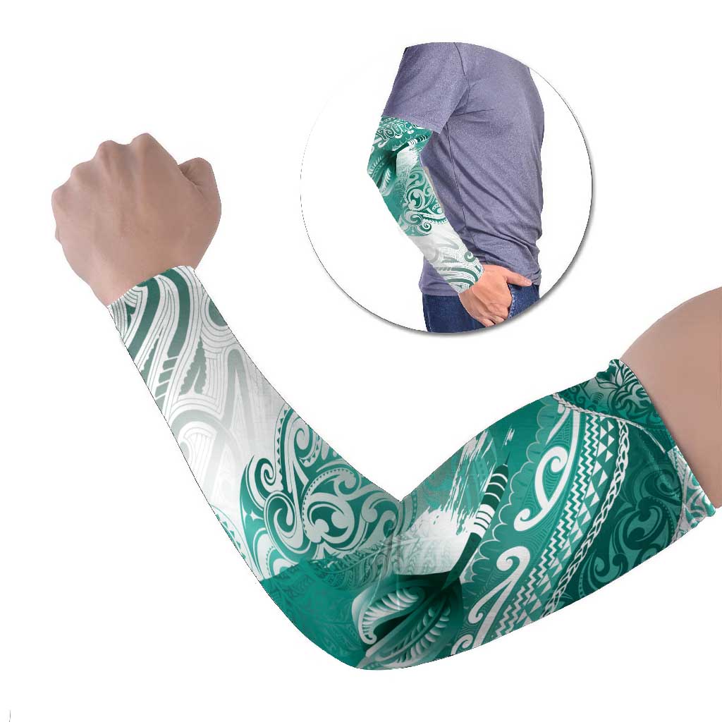Personalised New Zealand Aotearoa Darts Masters Arm Sleeves Maori Art Tattoo with Tribal Dart Symbol Teal Color LT03 Set of 2 Teal - Polynesian Pride