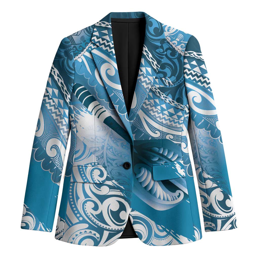 Personalised New Zealand Aotearoa Darts Masters Blazer Maori Art Tattoo with Tribal Dart Symbol Blue LT03 Unisex Blue - Polynesian Pride