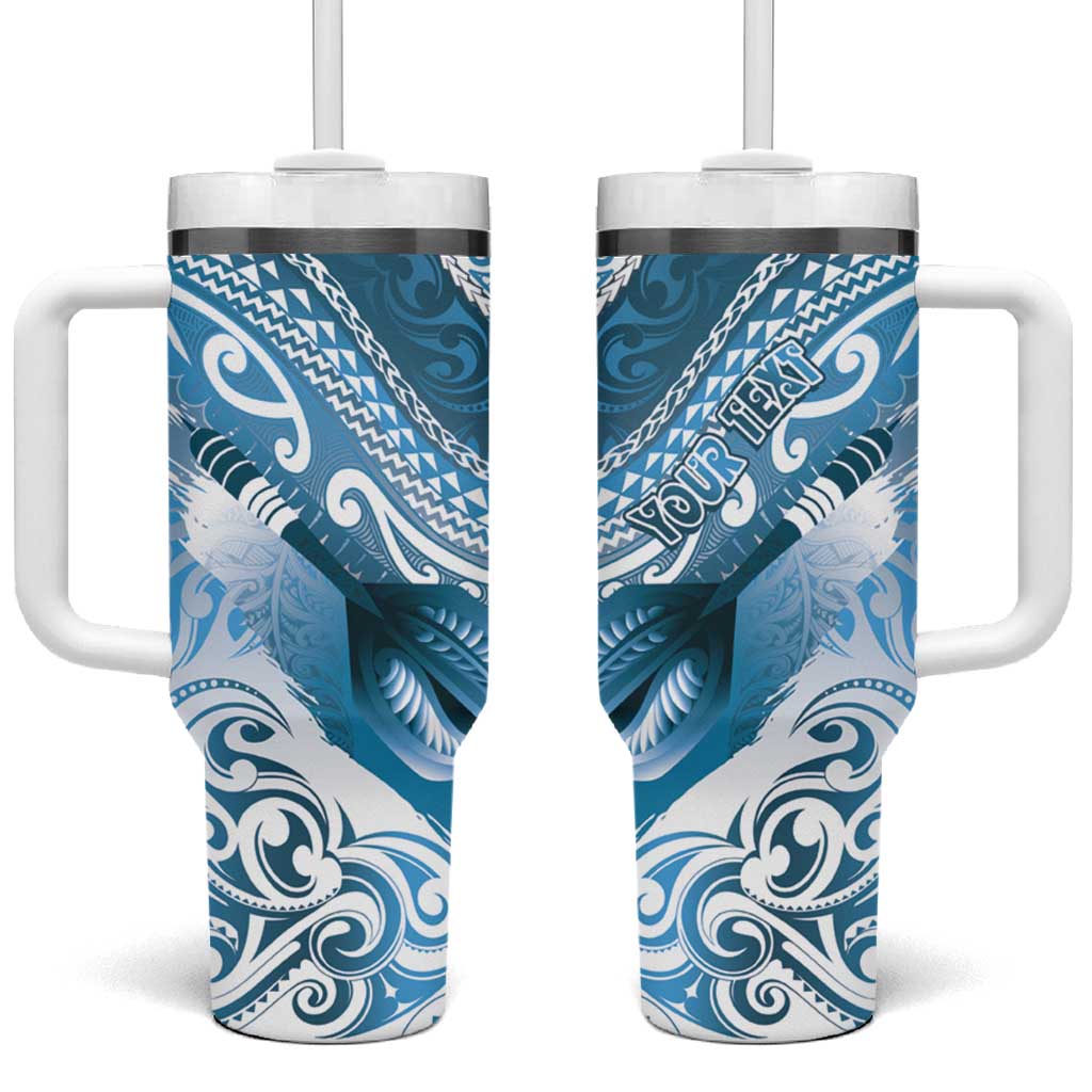 Personalised New Zealand Aotearoa Darts Masters Tumbler With Handle Maori Art Tattoo with Tribal Dart Symbol Blue LT03 One Size: 40 oz Blue - Polynesian Pride