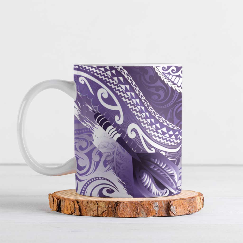 Personalised New Zealand Aotearoa Darts Masters Ceramic Mug Maori Art Tattoo with Tribal Dart Symbol Purple LT03 Purple - Polynesian Pride