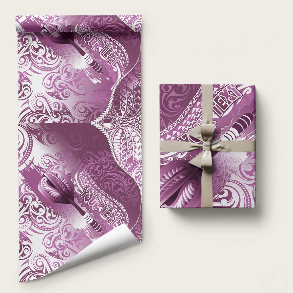 Personalised New Zealand Aotearoa Darts Masters Wrapping Paper Maori Art Tattoo with Tribal Dart Symbol Pink LT03 58" × 23" Pink - Polynesian Pride