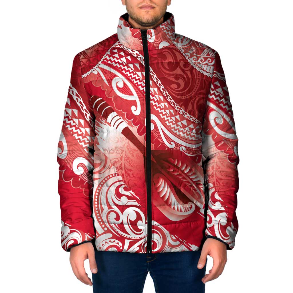 Personalised New Zealand Aotearoa Darts Masters Padded Jacket Maori Art Tattoo with Tribal Dart Symbol Red LT03 Men Red - Polynesian Pride