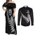 Custom New Zealand World Cup 2023 Couples Matching Off Shoulder Maxi Dress and Long Sleeve Button Shirt Aotearoa Champion Rugby with Silver Fern Maori Ethnic Pattern LT03 Black - Polynesian Pride