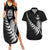 Custom New Zealand World Cup 2023 Couples Matching Summer Maxi Dress and Hawaiian Shirt Aotearoa Champion Rugby with Silver Fern Maori Ethnic Pattern LT03 Black - Polynesian Pride