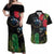 New Zealand Tui Couples Matching Off Shoulder Maxi Dress and Hawaiian Shirt Guardians of the Hei Tiki - Maori Art and Plants