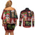 Hawaiian Christmas Couples Matching Off Shoulder Short Dress and Long Sleeve Button Shirt - Mele Kalikimaka Island Holiday Vibes - Black Red