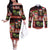 Hawaiian Christmas Couples Matching Off The Shoulder Long Sleeve Dress and Long Sleeve Button Shirt - Mele Kalikimaka Island Holiday Vibes - Black Red