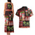 Hawaiian Christmas Couples Matching Tank Maxi Dress and Hawaiian Shirt - Mele Kalikimaka Island Holiday Vibes - Black Red