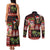 Hawaiian Christmas Couples Matching Tank Maxi Dress and Long Sleeve Button Shirt - Mele Kalikimaka Island Holiday Vibes - Black Red