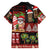 Hawaiian Christmas Family Matching Long Sleeve Bodycon Dress and Hawaiian Shirt - Mele Kalikimaka Island Holiday Vibes - Black Red