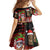 Hawaiian Christmas Family Matching Off Shoulder Short Dress and Hawaiian Shirt - Mele Kalikimaka Island Holiday Vibes - Black Red