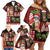 Hawaiian Christmas Family Matching Off Shoulder Short Dress and Hawaiian Shirt - Mele Kalikimaka Island Holiday Vibes - Black Red