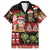 Hawaiian Christmas Family Matching Off Shoulder Short Dress and Hawaiian Shirt - Mele Kalikimaka Island Holiday Vibes - Black Red