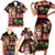 Hawaiian Christmas Family Matching Short Sleeve Bodycon Dress and Hawaiian Shirt - Mele Kalikimaka Island Holiday Vibes - Black Red