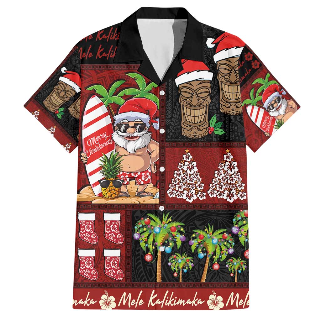 Hawaiian Christmas Hawaiian Shirt - Mele Kalikimaka Island Holiday Vibes - Black Red LT03 Black - Red - Polynesian Pride