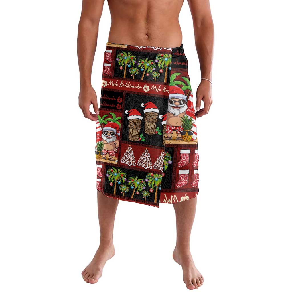 Hawaiian Christmas Lavalava - Mele Kalikimaka Island Holiday Vibes - Black Red